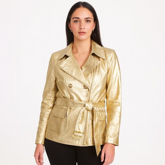 Ralph Lauren Gold Jacket Coat Size Large Metallic Vintage - Picture 1 of 5